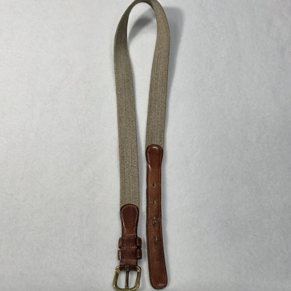 Vintage‎ Coach 8904 Wool Surcingle Leather Belt Brass Blue Red Stripe Sz 30